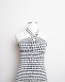 Y2K Max studio Black & White body con halter dress in a abstract circular print
