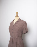 1990's Brown Eddie Bauer short sleeve mini button down dress