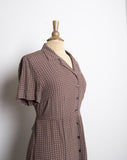 1990's Brown Eddie Bauer short sleeve mini button down dress