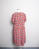 1990's Red floral short sleeve wrap plus size dress.