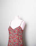 1990's Red Contempo sunflower sleeveless maxi sheer dress