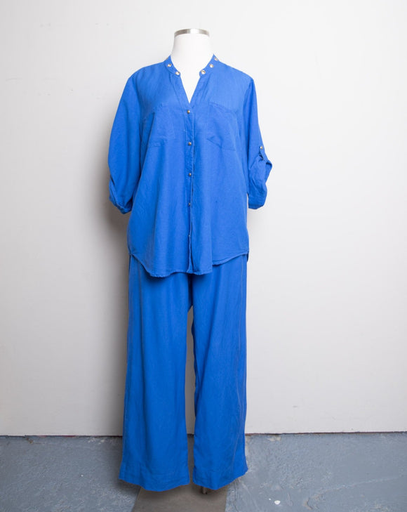 Y2K Electric Blue Plus size 2 pc pant set with pockets
