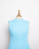 1960-70’s Turquoise sleeveless high neck Mini tunic top or mini dress