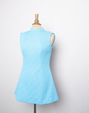 1960-70’s Turquoise sleeveless high neck Mini tunic top or mini dress