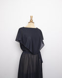 1970's Black sheer disco dress with an attached capelet