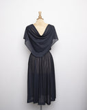 1970's Black sheer disco dress with an attached capelet