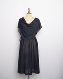 1970's Black sheer disco dress with an attached capelet