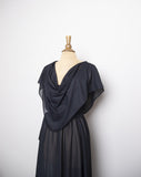 1970's Black sheer disco dress with an attached capelet