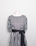 1970’s Sheer Black & White floral, striped & polka dots with puff sleeves