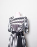 1970’s Sheer Black & White floral, striped & polka dots with puff sleeves