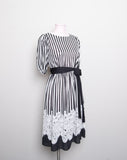 1970’s Sheer Black & White floral, striped & polka dots with puff sleeves