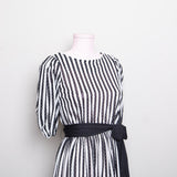 1970’s Sheer Black & White floral, striped & polka dots with puff sleeves