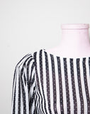 1970’s Sheer Black & White floral, striped & polka dots with puff sleeves