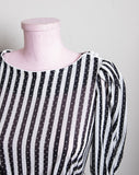 1970’s Sheer Black & White floral, striped & polka dots with puff sleeves