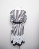 1970’s Sheer Black & White floral, striped & polka dots with puff sleeves