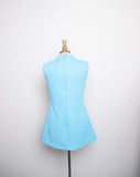 1960-70’s Turquoise sleeveless high neck Mini tunic top or mini dress