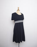 1990's Black Short sleeve Mini Dress with white stripes