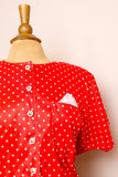 Classic 1980's does 1950's  Red and White polka dot dress with pockets