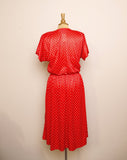 Classic 1980's does 1950's  Red and White polka dot dress with pockets