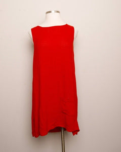 1990's Red Sheer Sleeveless shift dress with a front pocket