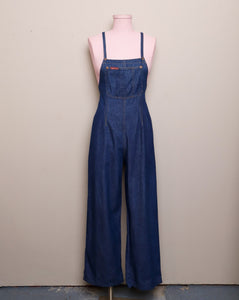 1980-1990's Denim Jumpsuit with adjustable button straps with a front pocket