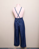 1980-1990's Denim Jumpsuit with adjustable button straps with a front pocket