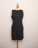 1990's Black polka dot sleeveless sheath dress