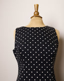 1990's Black polka dot sleeveless sheath dress