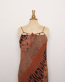 Y2K Rust Brown animal print bias cut maxi dress with adjustable top stra