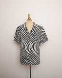 1990's Black and White Swirl button down plus size top