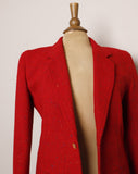 1990's Red wool blazer with rainbow thread