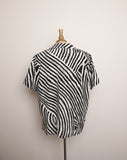 1990's Black and White Swirl button down plus size top