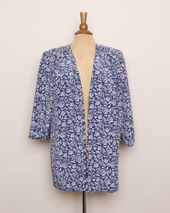 1980's Blue & White abstract light blazer