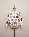 1980/1990's White quilted patchwork bomber jacket