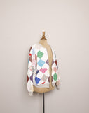 1980/1990's White quilted patchwork bomber jacket