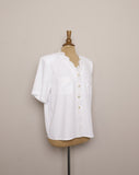 1990's White plus size top with laced and gold buttons