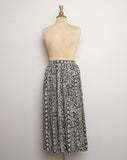 1990's Black &  White rayon midi skirt