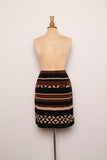 1990's Brown & Black tribal print faux wrap silk skirt