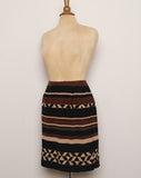 1990's Brown & Black tribal print faux wrap silk skirt