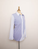 Calvin Klein Blue & White Striped and Plaid color block long sleeve shirt