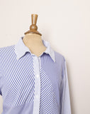 Calvin Klein Blue & White Striped and Plaid color block long sleeve shirt