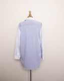 Calvin Klein Blue & White Striped and Plaid color block long sleeve shirt