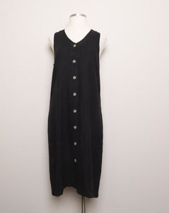 1990's Black Linen jumper dress