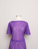 1980's Purple sheer Plus Size Dress with small triangle print