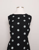 1990's Sleeveless Black Plus size dress with embroidered daisies.