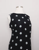 1990's Sleeveless Black Plus size dress with embroidered daisies.