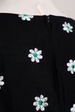 1990's Sleeveless Black Plus size dress with embroidered daisies.