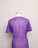 1980's Purple sheer Plus Size Dress with small triangle print