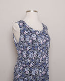 1990's Violet blue floral Plus size button down dress