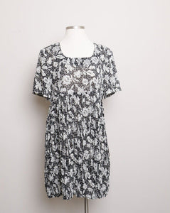 1990's Sheer Black and White Plus size baby doll dress